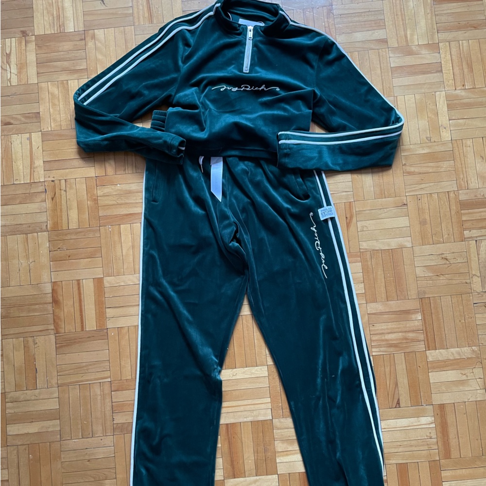 Joy rich emerald green velvet tracksuit